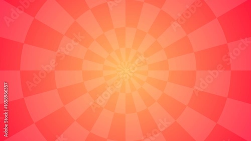 Orange Sunburst Animation Background | Retro Radiant Rays with Checkerboard Pattern