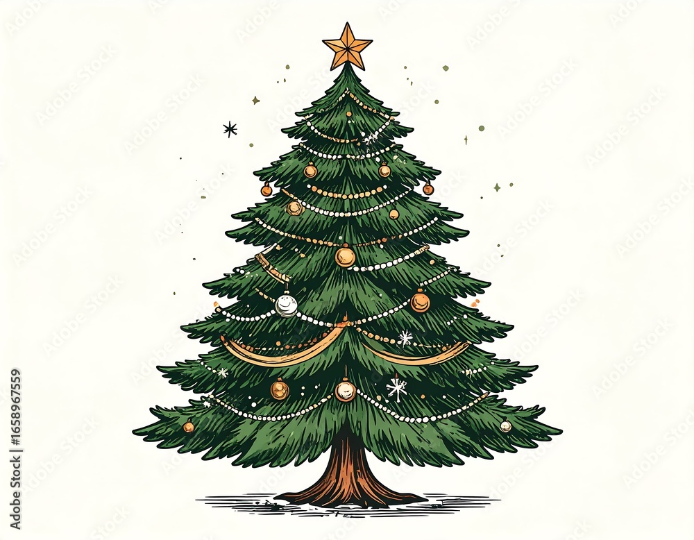 Fototapeta premium Detailed Christmas tree illustration