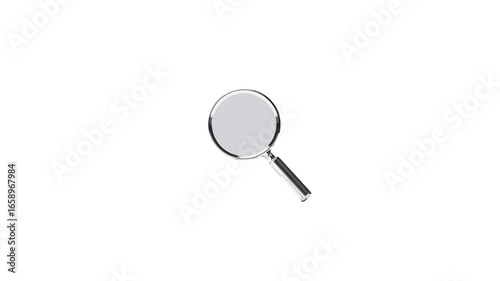 A magnifying glass on an isolated backdrop.