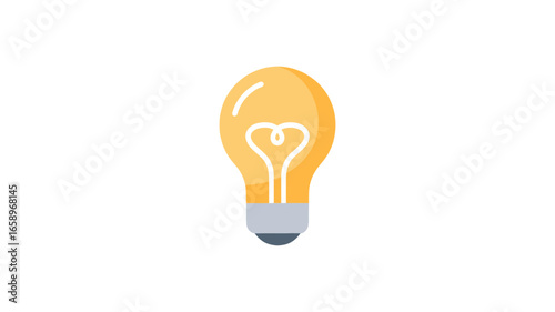 A bright light bulb with a heart shape in its filament.