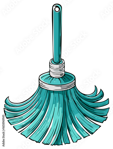 Aqua mop for cleaning floors in cartoon vector, washing supplies and janitorial tool