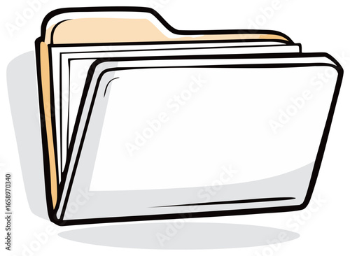 Open file folder with blank pages and tab for organization and documents