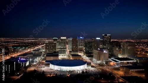Vibrant Night Time-Lapse of the Downtown Phoenix, Arizona Skyline with Glowing Urban Lights and Traffic