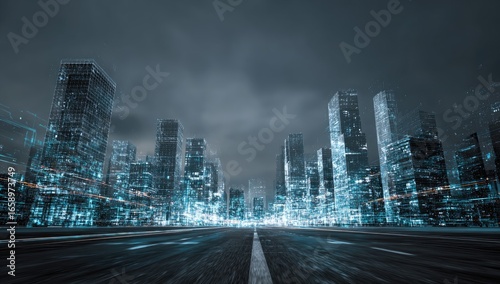 Futuristic city street at night (1)