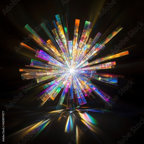 Vibrant Colorful Explosion of Light and Energy in Dark Background