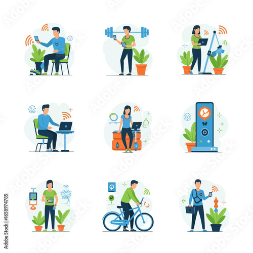 Set of business people icons in cartoon style illustration