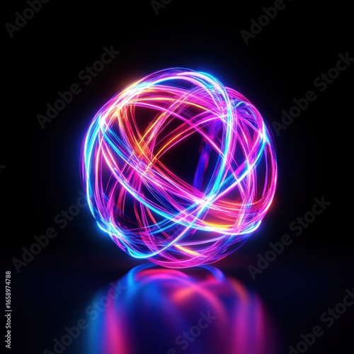 Vibrant Light Sphere with Colorful Glow and Dynamic Trails
