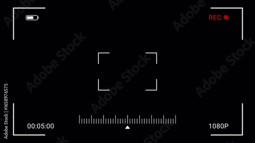       Smartphone video camera frame grid, recording overlay frame with timecode counter, vertical camera streaming recorder, footage. rec text camera recording icon blink animation,
