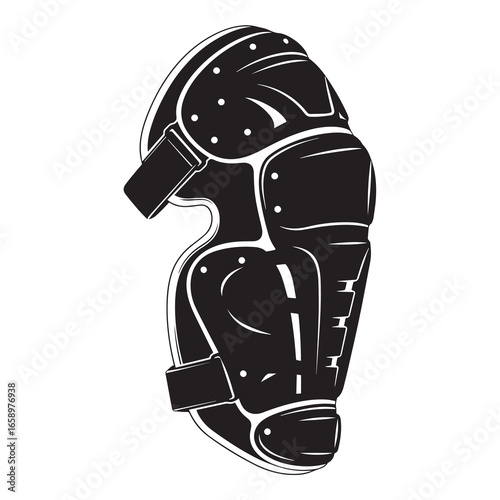 silhouette vector of a baseball knee guard on a white background