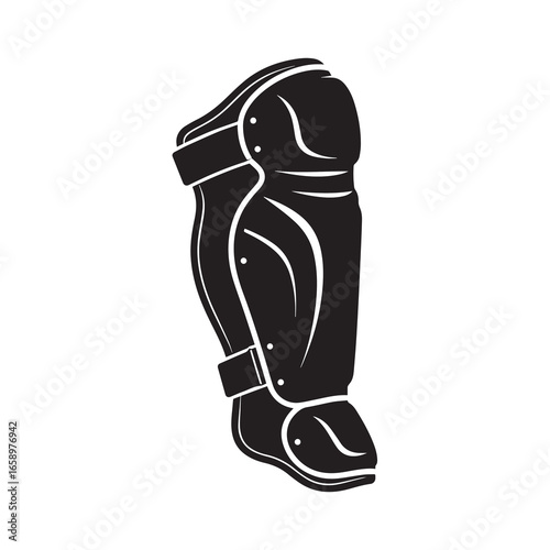 silhouette vector of a baseball shin guard on a white background