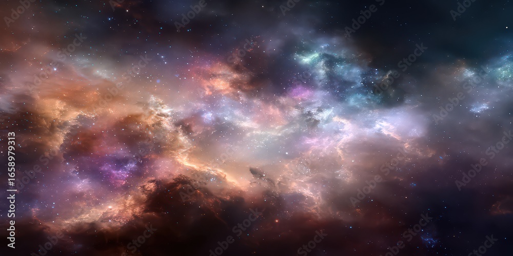 Fototapeta premium Vast Colorful Space Nebula With Stars