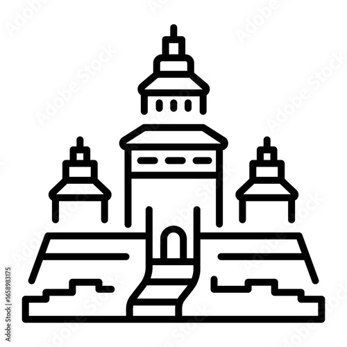 A linear style icon representing mandalay monastery