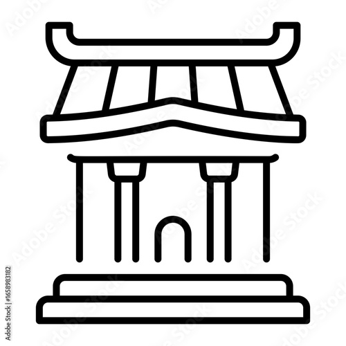 A line style icon showing shinto shrine