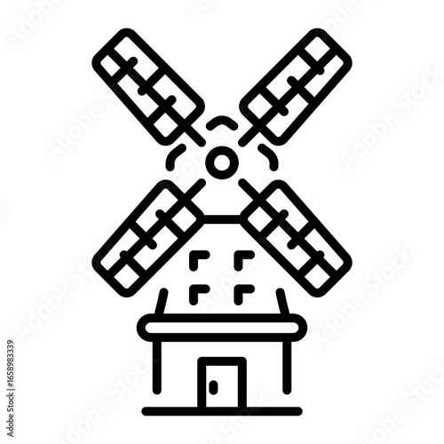 A line style icon showing windmill