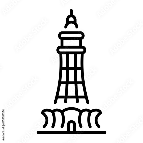 A line style icon showing pakistan tower