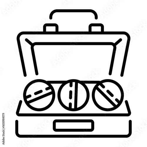 A linear icon depicting a set of cricket balls