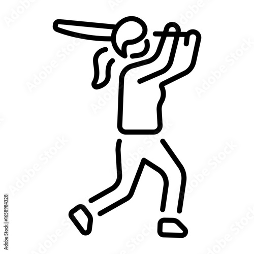 A linear icon representing a female athlete 
