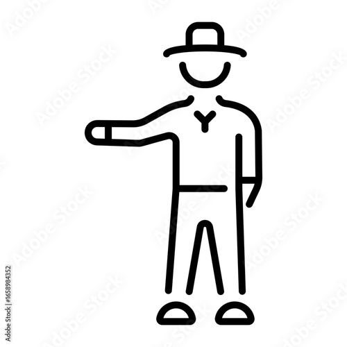 A linear icon showing a no ball sign