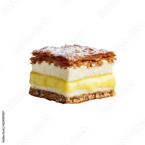Delicious Lemon Cream Puff Pastry Cake Slice