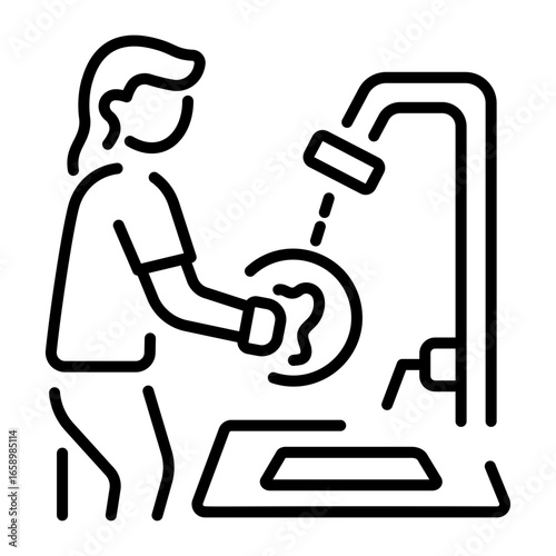 A linear icon showing a character washing dishes