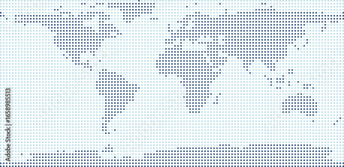 Simplified world vector map with circular dot grid, separate land and ocean layers (PPT-compatible & fully editable)