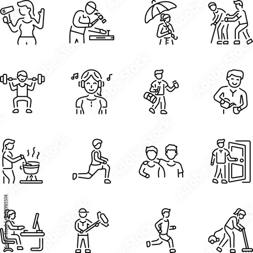 Collection of Lifestyle Outline Style Icons 


