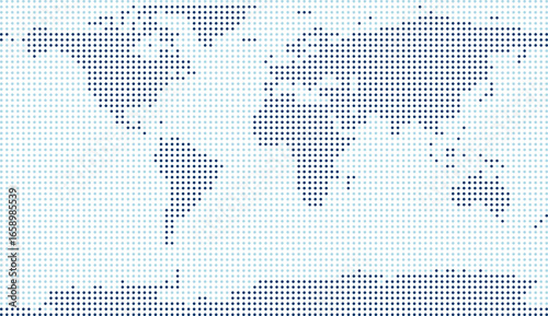 Simplified world vector map with circular dot grid, separate land and ocean layers (Compact Miller projection, PPT-compatible & fully editable)