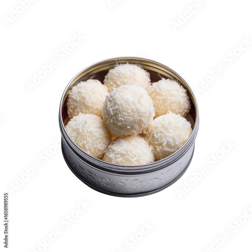 Delicious Coconut Truffles in Elegant Silver Tin