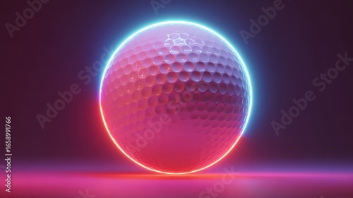 Beautiful photo of golf ball illuminated in vibrant neon lights, golf, ball, illuminated, vibrant, neon, lights, sport, recreation, leisure.