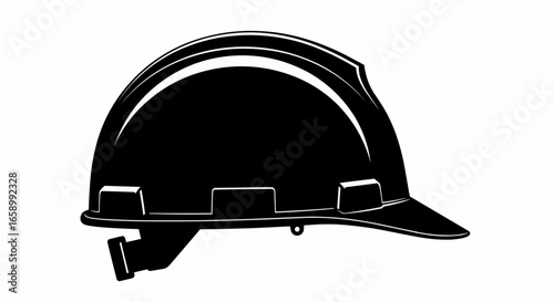 Black Hard Hat Safety Helmet Vector Illustration on White