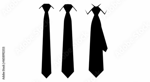 Set of black necktie silhouettes, a classic vector illustration