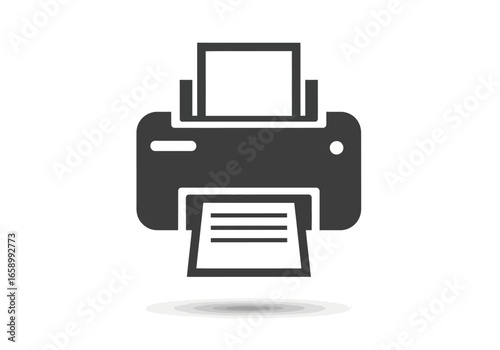Gray Icon of a Printer with Paper Output.