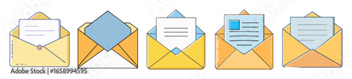 Collection of five envelopes with various letters, each representing a different kind of mail
