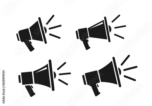 Four Megaphones in a Row, Black and White.