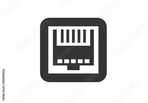 RJ45 Ethernet Network Port Connector Icon.
