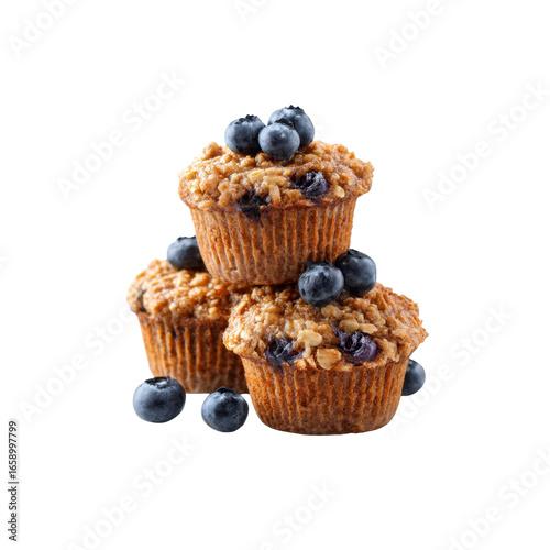 Stack of Delicious Blueberry Oatmeal Muffins