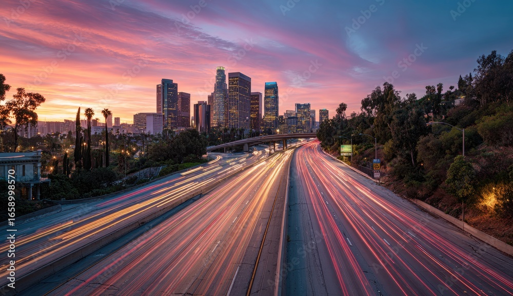 Fototapeta premium City highway at sunset (3)