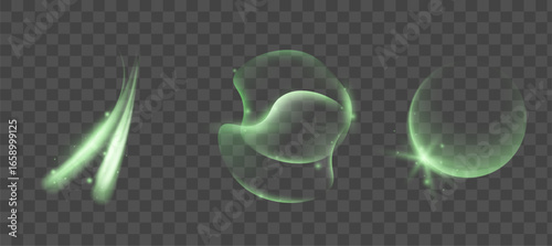Green Light Effects With Shapes on Transparent Background