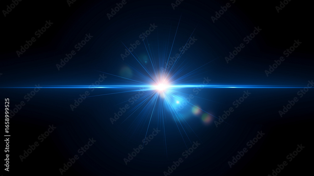 Obraz premium Glowing vector blue light rays effect with dawn glare and transparent shining flash