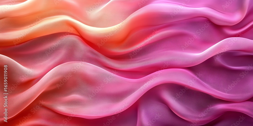 Obraz premium Abstract Pink Orange Purple Flowing Satin Fabric with Soft Light Artistic Style