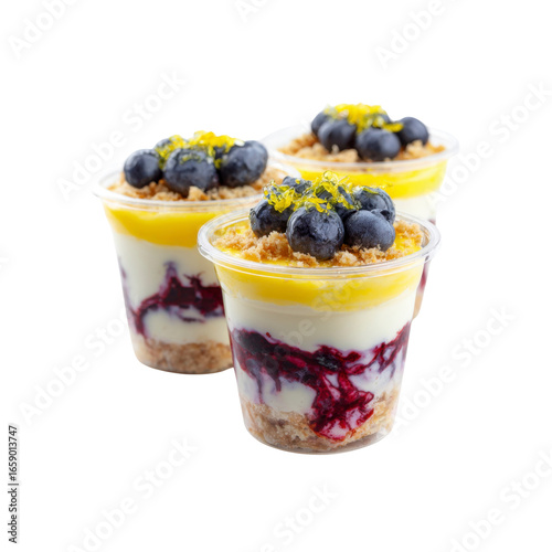 Delicious Lemon Blueberry Trifle Dessert in Clear Cups