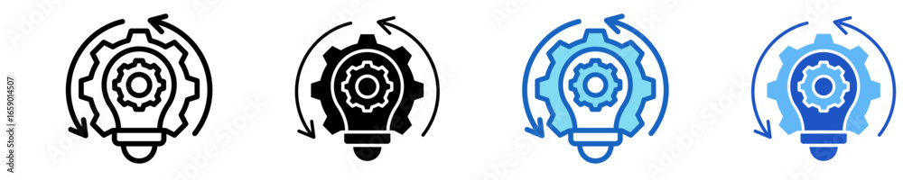 Obraz premium Process Improvement Icon Set Multiple Style Collection 