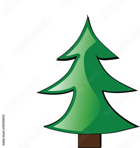 Stylized evergreen conifer tree illustration with vibrant colors