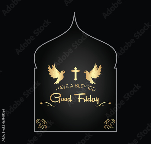 Religious christian holiday design with cross and floral elements