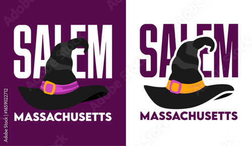 Salem Massachusetts with witch silhouette