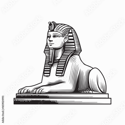 Sphinx Statue Image Vector, Egyptian sphinx logo on the white background