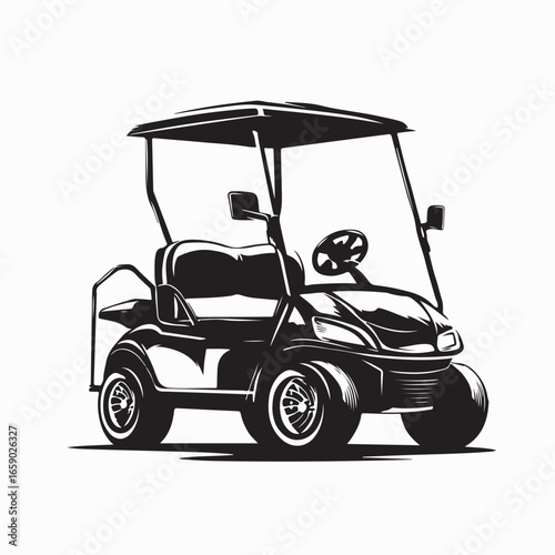 Golf Cart Vector Images. Black and White Golf Cart Vector Images on white background
