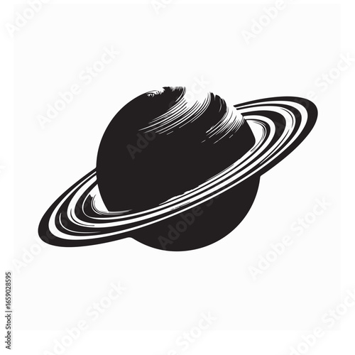 Saturn Planet Vector Illustration with Rings in Space Design on white background