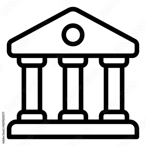 museum outline icon representing cultural building with art and history