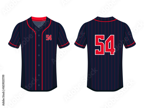 Specification Baseball Jersey T Shirt Mockup isolated on white background , Blank space on the shirt for the design and placing elements or text on the shirt , blank for printing , vector illustration